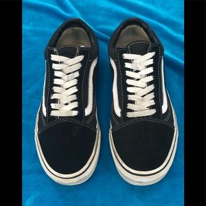 Black with White Suede Vans Mens sz 7 Womens sz 8.5